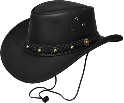 Pamposh Leather Cowboy Hat For Men Women - Wide Brim Shapeable Cowgirl hat