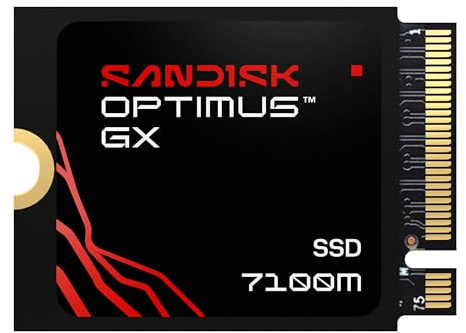 SANDISK Optimus GX 7100M NVMe SSD 2 TB (bis zu 7.250/6.900 MB/s sequentielles Lesen/Schreiben, M.2 2230, PCIe 4.0, kompatibles Steam Deck, MSI Claw, Microsoft Surface oder Ihren Dell Laptop)