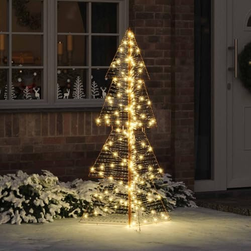 Ziaphsol Árbol de Navidad con 160 LED blanco cálido 150 cm PET, iluminación USB, diseño moderno de metal para salón, ventana, jardín, terraza, decoración festiva de Adviento