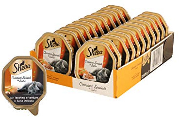 Sheba Sauce Collection - Comida para Gatos con Pavo y Verduras en Salsa Delicada, 85 g - 22 bandejas