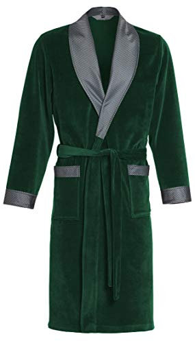 Elegante Vestaglia per Gli Uomini - comodo e resistente – velluto – Revise RE-102 - Verde – L