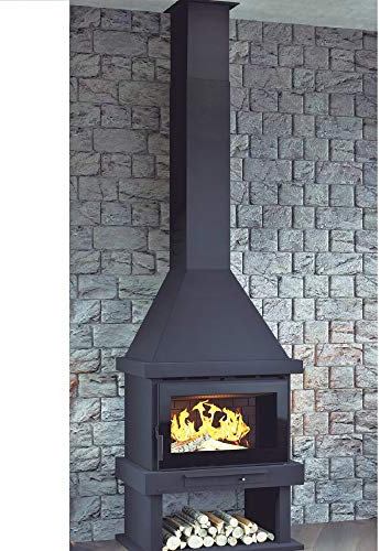 CHIMENEA DE LEÑA FM MODELO C-300 T (CRISTAL SERIGRAFIADO E INTERIOR EN FUNDICION)