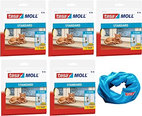 tesamoll? STANDARD I-Profil Schaumstoffdichtung f?r Fenster und T?ren (5 St?ck 6mx9mmx4mm, wei?)