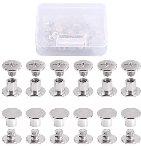 Hilitchi 50 Sets M5 x 6 mm Phillips-Chicago-Schraubenpfosten Bindeschrauben Sortiment Kit für Scrapbook, Fotoalben, Lederreparatur