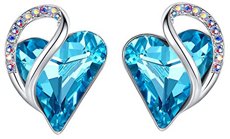 Leafael Infinity Liebe Herz Geburtsstein Ohrringe für Frauen, Kristall-Ohrstecker mit Premium-Kristallen, Allergie-freien Schmuck für Frauen mit Geschenk-Box, Silber-Ton Geburtsstein damenohrringe
