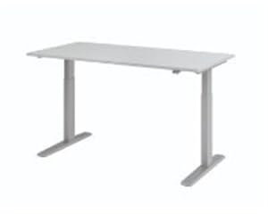 Sitz-Steh-Schreibtisch EL.160x80cm Schreibplatte Grau, Gestell Silber