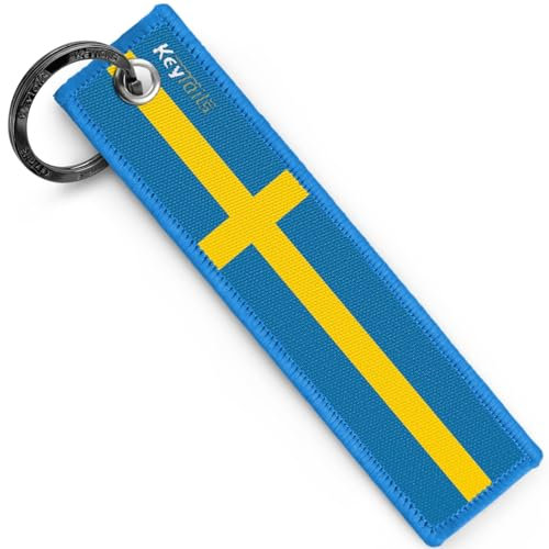 KEYTAILS Schlüsselanhänger mit Schweden-Flagge, für Auto, Motorrad, UTV.