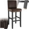 TecTake® Taburete de Bar, Diseño Ergonómico, Cuero Sintético, Madera Maciza, Ideal para Comedor, Cocina, Asiento Altura 76 cm, Taburetes Altos Cocina, Taburete Bar - 1 Taburete Marrón