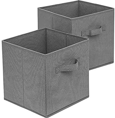 jghcsz Collapsible Clothes Drawer Organisers, Wardrobe Foldable Storage Boxes Dividers Cubes with Handles for Closet Shelves Bras, Socks, Ties, Scarve, Toys, books for Home/Office Grey 2 Pack