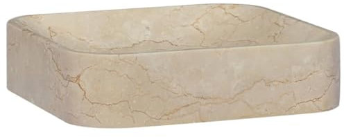 vidaXL Waschbecken Aufsatzwaschbecken Waschtisch Waschplatz Waschschale Handwaschbecken Naturstein Becken Badezimmer Creme 40x40x10cm Marmor