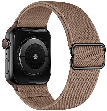 Cinturino in Nylon Elastico Regolabile per Apple Watch Cinturino 42mm 44mm 45mm 49mm Cinturino Elastico Cinturino Morbido per iWatch Series 9 8 7 6 5 4 3 SE 2 Beige marrone