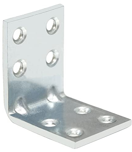 RedBee 20 PCS Corner Brackets (40 x 40 x 30 x 3 mm) Galvanized Steel L Bracets for Wood DIY Furniture Fixations, Silver