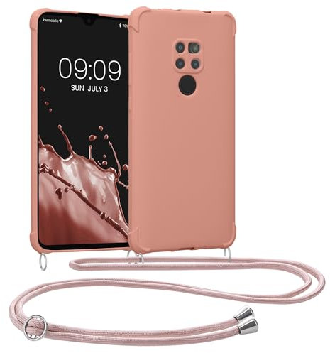 kwmobile Necklace Case kompatibel mit Huawei Mate 20 Hülle - Cover mit Kordel zum Umhängen - Silikon Schutzhülle Perlmutt