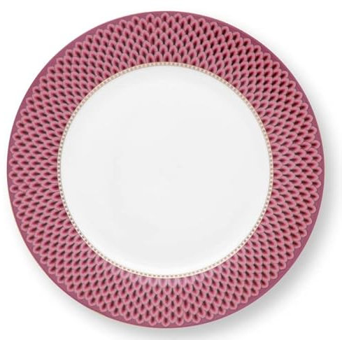 PIP STUDIO 51001296 Flower Festival Scallop Teller dark pink 26,5 cm (1 Stück)