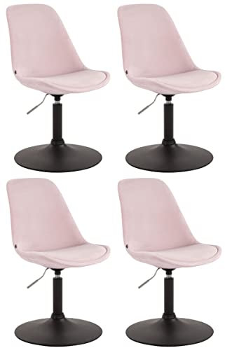 CLP 4er Set Esszimmerstühle Maverick Samt I Lehnstühle Mit Trompetenfuß I Höhenverstellbar Und Drehbar, Farbe:pink, Gestell Farbe:schwarz