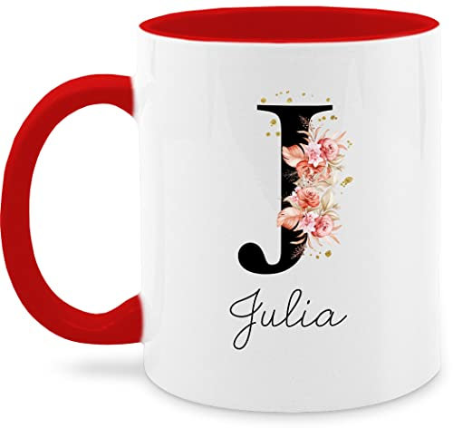 Tasse Tassen 325ml - Buchstabe mit Name personalisiert I Anfangsbuchstabe I Initiale - 325 ml - Rot - patentante buchstabentasse buchstaben j glühweintassen personalisierte kita