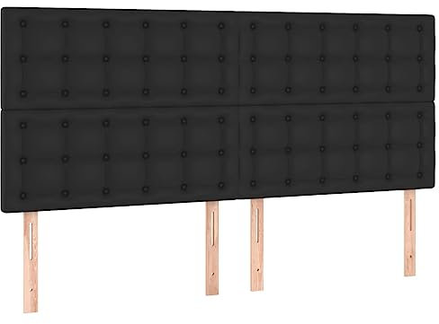 vidaXL Kopfteil, Bettkopfteil mit Holzbeinen, Höhenverstellbar Polsterkopfteil für Bett, Betthaupt Bettzubehör Schlafzimmer, Schwarz 180x5x118/128 cm Kunstleder