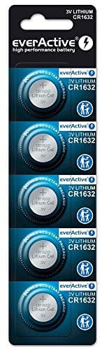 everActive CR1632 3V, 5X Lithium Knopfzelle Batterien, leistungsstärkste Batterie, 10 Jahre Haltbarkeit, 5 Stück -1 Blisterkarte