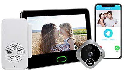 Video Doorbell Intercom System, Wireless 7 Monitor Video Door Phone Kits, Video Door Entry System, IR Night Vision Camera, Unlock, Dual-Way Intercom for Home Villa