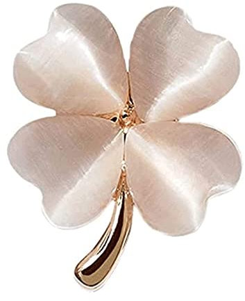 LIOONS Broschen Vierblättriges Kleeblatt aus Aluminiumlegierung Brosche Mode Kragennadel für Kragenclips Frauen Männer Schalnadel Schmuck Anstecknadel