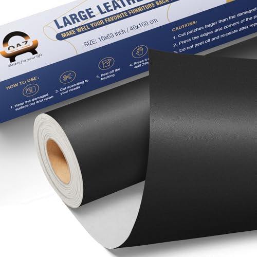 Leder Patch Kunstleder Selbstklebend Glatt Schwarz, 40 x 160cm Leder Reparatur Set, Selbstklebende Lederflicken Leder Reparatur Patch Kit für Möbel, Sofa, Autositze, Taschen, Jacken, Bürostuhl