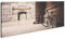 Fahrrad in einem alten Stadtviertel Panorama 100x50 cm als Leinwandbild, Motiv fertig gerahmt auf Echtholzrahmen, Hochwertiger Digitaldruck mit Rahmen