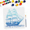 MAYJOYDIY Segelboot-Nautische Schablone 30 x 30 cm Großes Boot Meereswellen-Muster Wiederverwendbare Schablone mit Pinsel für DIY Segelboot Handwerk Wand Holz Leinwand Papier
