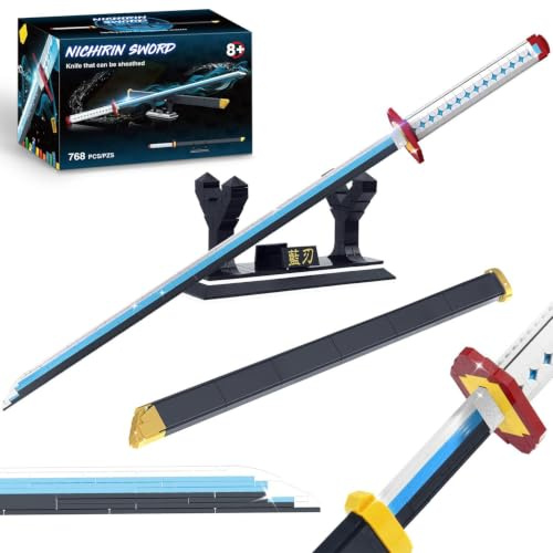 Jorumo Swords Building Block for Adults and Kids, 39in Tomioka Giyuu Sword Building Block with Scabbard and Stand, Anime Sword Building Toy Katana Gift, 768 Pcs