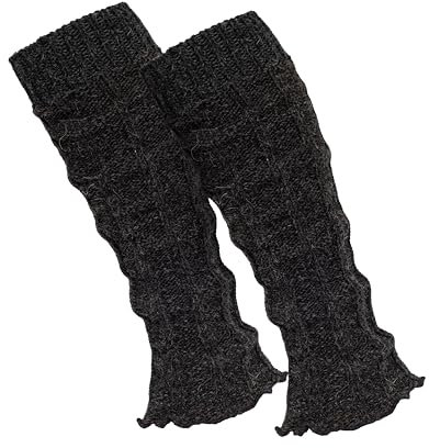 MOUNTREX Stulpen Damen - Beinwärmer mit Alpaka Wolle, Beinstulpen für Herbst, Winter - Leg Warmers - One Size - 1 Paar (Anthrazit)