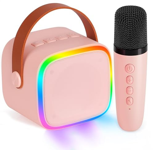 BONAOK Mikrofon Karaoke Maschine, Bluetooth Karaokemaschinen für Kinder Erwachsene, Tragbarer Karaoke-Player Mikrofon zum Aufladen, Kinder Elektronisches Spielzeug (Rosa)