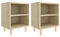 vidaXL 2X Tables de Chevet avec Pieds en Bois Tables de Nuit Armoires de Chevet Armoires de Lit Chambre à Coucher Intérieur Chêne Sonoma 40x30x50 cm