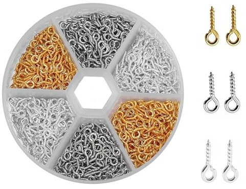 Plancha Ojo del Tornillo, Ojal Tornillo, 750 Piezas Ganchos de Tornillo Pequeños, Pequeños Mini Ojos Tornillos Perno, Ganchos de Tornillo, Para Manualidades, Bricolaje, Joyería Y Decoración,5×10mm
