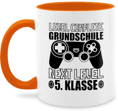 Tasse Tassen 325ml - Einschulung Geschenk Schulanfang - Level complete - Grundschule Next Level 5. Klasse - 325 ml - Orange - weiterführende schule einschultasse schulanfangsgeschenke 5.klasse cup