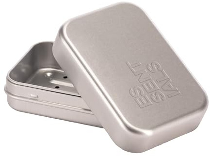 MÜHLE Essentials Seifendose aus Aluminium, mattsilber, 102 mm, unisex | Seifendose aus leichtem Aluminium, mit Abtropfeinsatz, 102 x 70 x 37 mm, für festes Shampoo und Körperseife