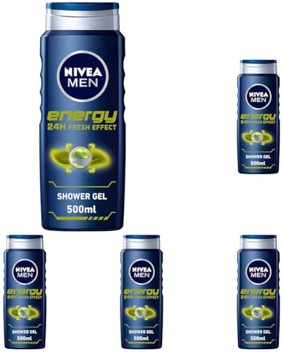 Nivea Men Duschgel, Energie, 3-in-1, 500 ml (Packung mit 5)