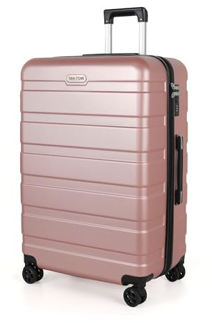 TANTOMI Koffer Groß, Reisekoffer Hartschalenkoffer, Koffer & Trolley mit Passwortsperre, Hartschale Suitcase mit 4 Rollen(Rosa Gold)