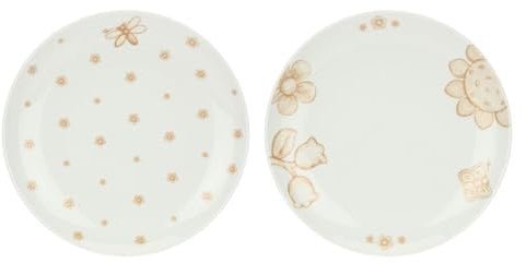 Thun - Set 2 piatti dessert in porcellana, diametro 20.5 cm, collezione Happy Elegance