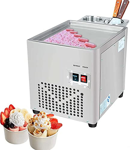 Macchina Per Gelato Arrotolato Commerciale, Macchina Per Arrotolati Gelato In Padella Quadrata Singola, Scongelamento Rapido E Raffreddamento Rapido, Macchina Per Crema Di Yogurt Saltata In Padella I