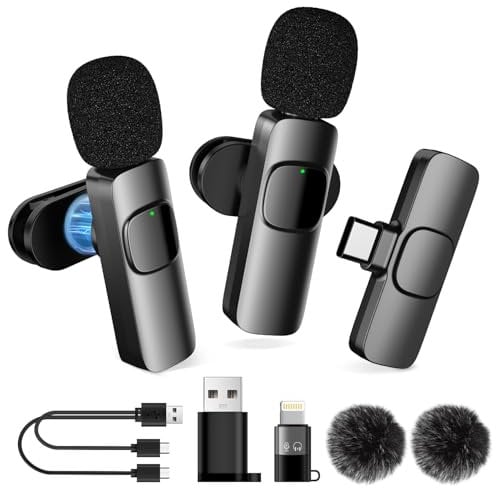 MULBEVD Wireless Lavalier Microphone for iPhone, Android, and Computer — Mini Microphone with Noise Cancelling for Video Recording, Live Streaming, TikTok, Vlogging, and YouTube