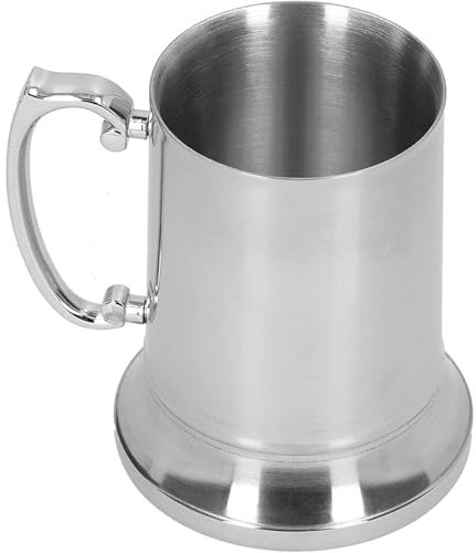 Smilbaley Moderner Bierbecher, Metallbecher Zum Trinken, Bierkrug aus Metall, Edelstahl Im Humpen-Stil, Langlebiger, mit Traditionellem Standardgriff für Tee Milch Kaffee Bier Cocktail (560ml)