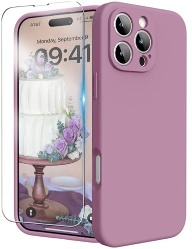 INGIDO for iPhone 16 Pro Case, Liquid Silicone Case with Camera Protection Soft Gel Rubber Cover with Microfiber Lining Shockproof Protective Phone Case for iPhone 16 Pro 6.3 (Lilac Purple)