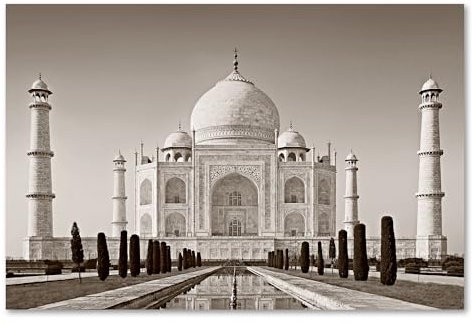 Postereck - 3254 - Taj Mahal, Indien Moschee Tempel Islam Weiss - Wandposter Fotoposter Bilder Wandbild Wandbilder - Leinwand - 40,0 cm x 30,0 cm
