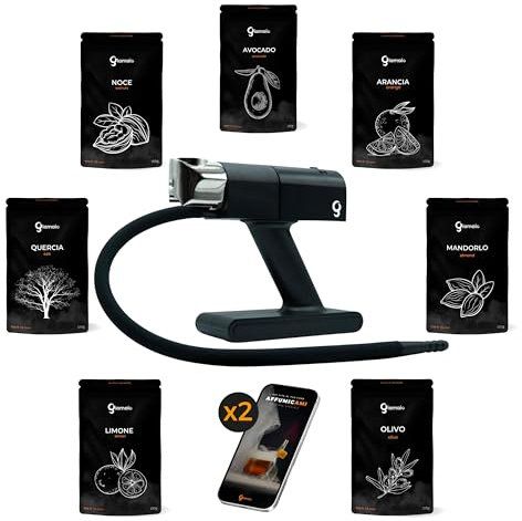 Smoking Box – Ahumador de cocina profesional + 6 x 100 g de chips ahumados y 40 g de virutas para ahumar con sabor a aguacate – ahumador en frío (caja moking – Fumus y ahumado)
