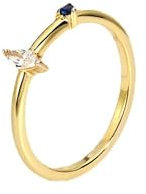 Bishilin Ring Gold Damen 375 Echtgold, Verlobungsringe Schmal mit Moissanit und Saphir Hochzeit Ringe Frauen Eheringe Nickelfrei Gr.51 (16.2)