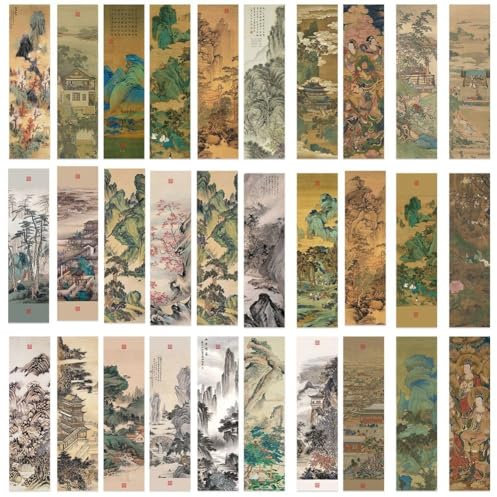 Vobumix Vintage-lesezeichen Aus Papier, 30 Stück/Set, Markierungs-lesezeichen, Klassische Lesezeichen Landschaftsmalerei, Chinesische Stil-lesezeichen Für Buchliebhaber