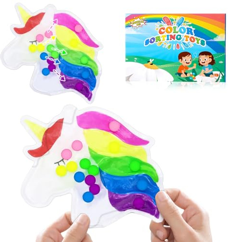 Color Sorting Game Counting Super Soft Squeeze Sensory Toy for Toddlers Montessori Educational Game Color Recognition Fine Motor Skills Training Travel Anti-Stress Toy from 3 Years