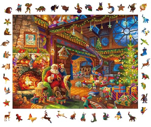 Wooden Puzzles for Adults, Christmas Wooden Jigsaw Puzzles 500 Pieces, Irregular Animal Shaped Unique Wood Puzzle, Creative Ghristmas Gifts for Adults