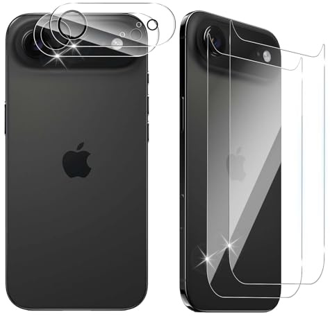 QULLOO für iPhone 17 Air für Panzerglas Rückseite, [2+2 Stücke] Hinten Schutzfolie & Kameraschutz, HD Klar Anti-Kratzer 9H Härte Zurück Glas Folie
