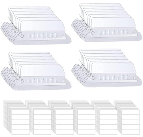 120 Set Hanging File Folder Tabs, Clear Suspension File Tabs with Repositionable Label Insert, Plastic Filing Cabinet Dividers for Files Quick Identification Organize