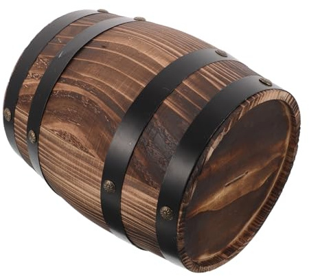 Hohopeti Großer Vintage Holzfass Sparschwein aus Eiche Kreative Handgefertigte Geldbox für Rustikale Desktop Spardose Dekorative Münzbox